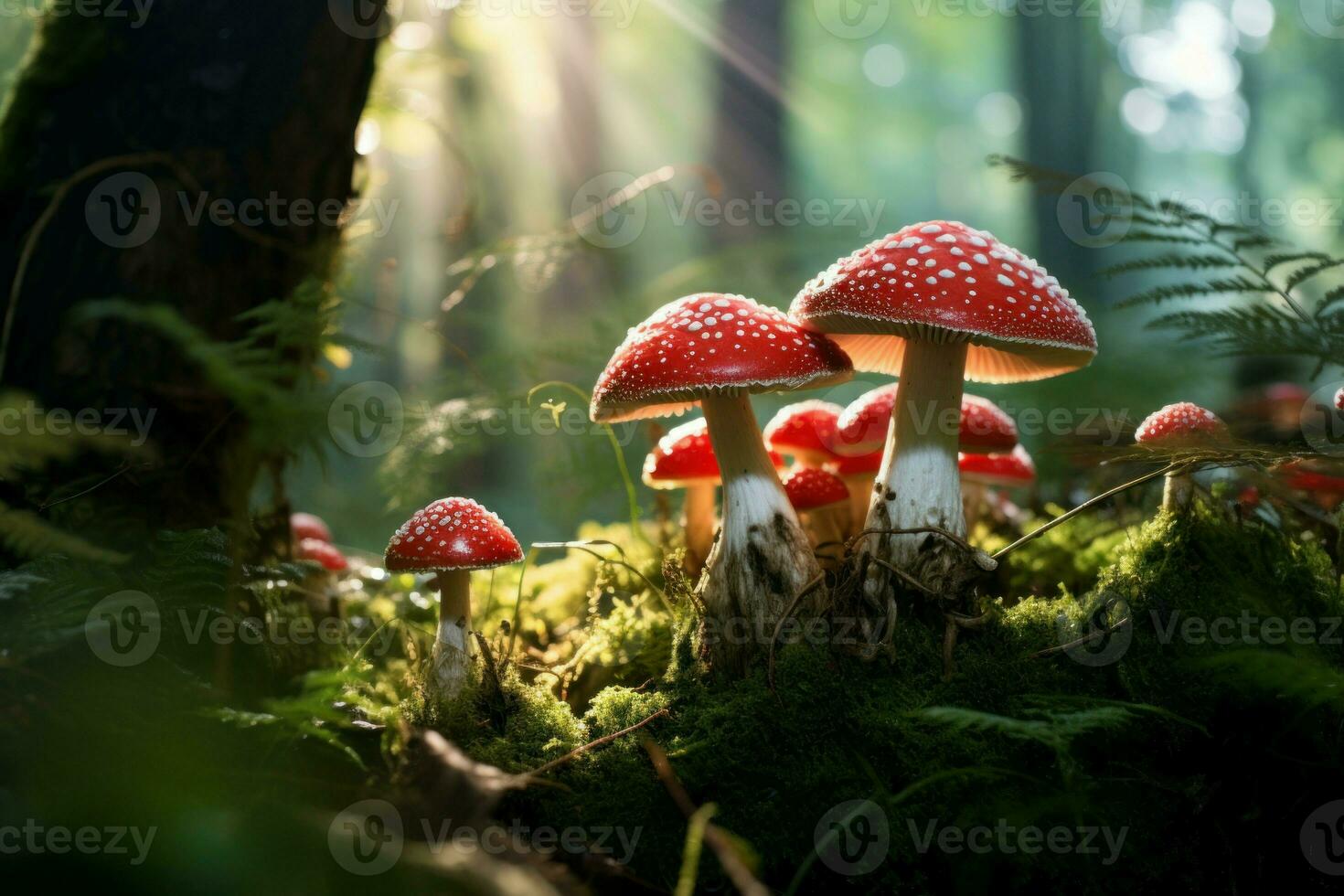 amanita muscaria cogumelo. gerar ai foto