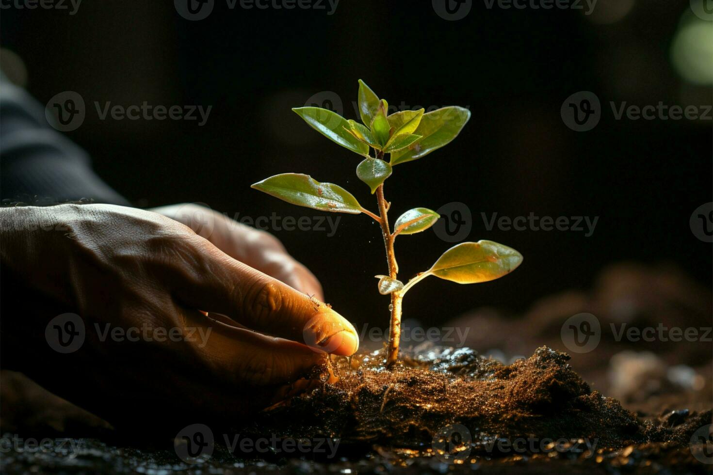 naturezas zelador mão semeadura, fomento crescimento e contribuindo para terras abundância ai gerado foto