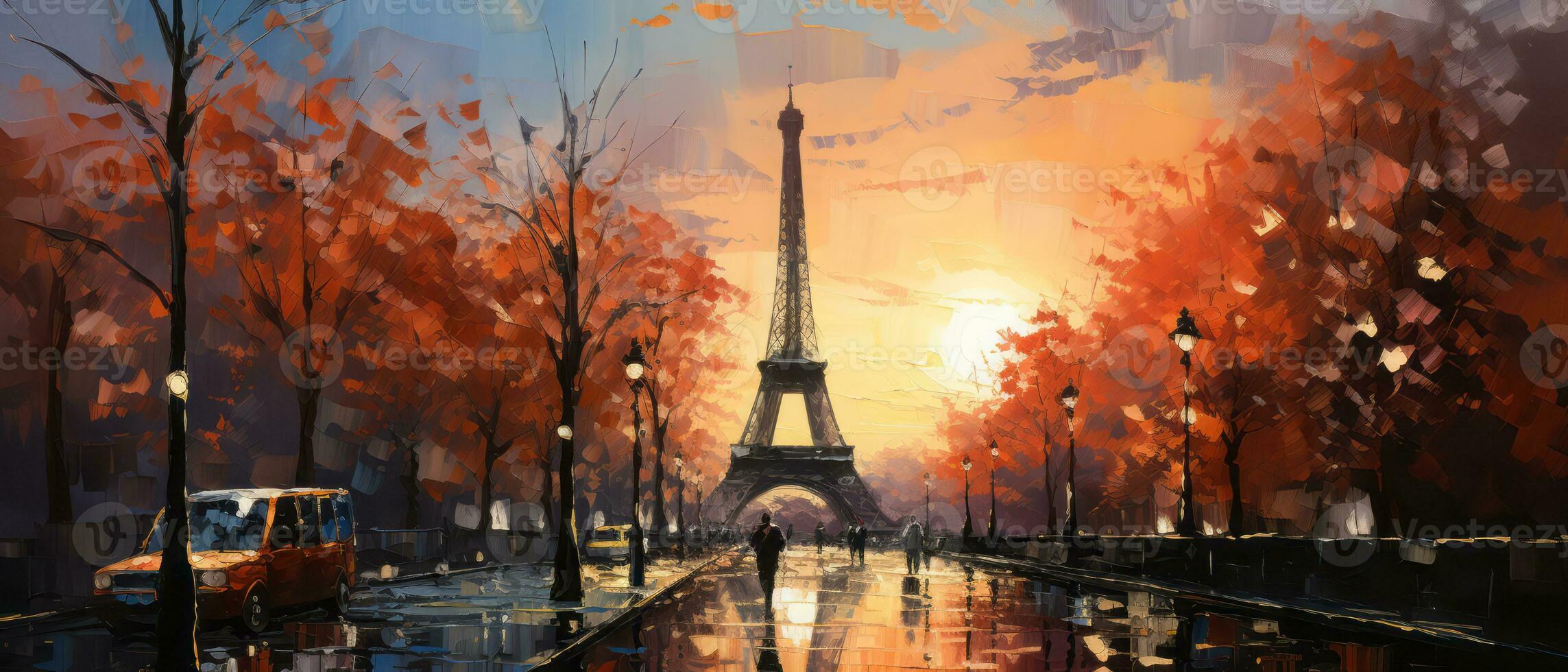 a eiffel torre dentro Paris, França. digital óleo cor pintura ilustração. ai gerado. foto