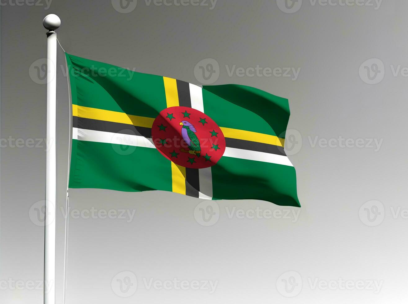 dominica nacional bandeira isolado em cinzento fundo foto