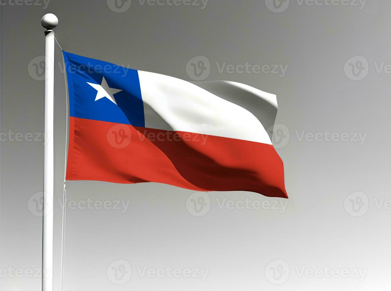 Chile nacional bandeira isolado em cinzento fundo foto