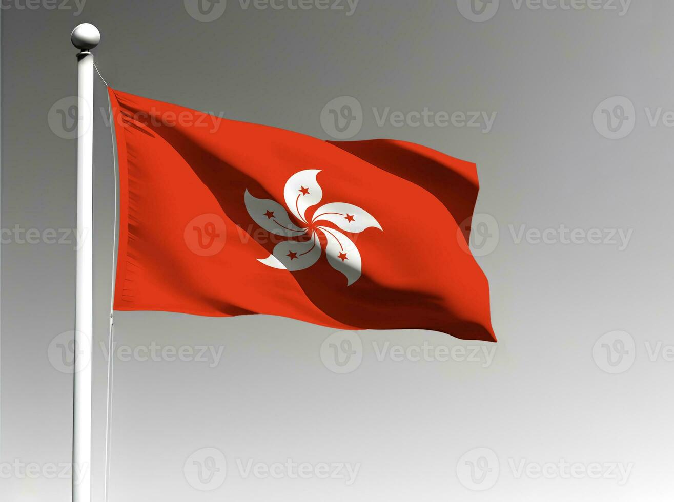 hong kong nacional bandeira acenando em cinzento fundo foto