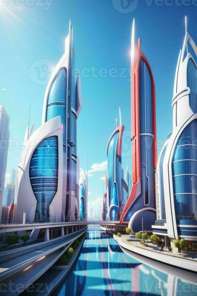 moderno cidade dentro na moda futurismo estilo. pró foto