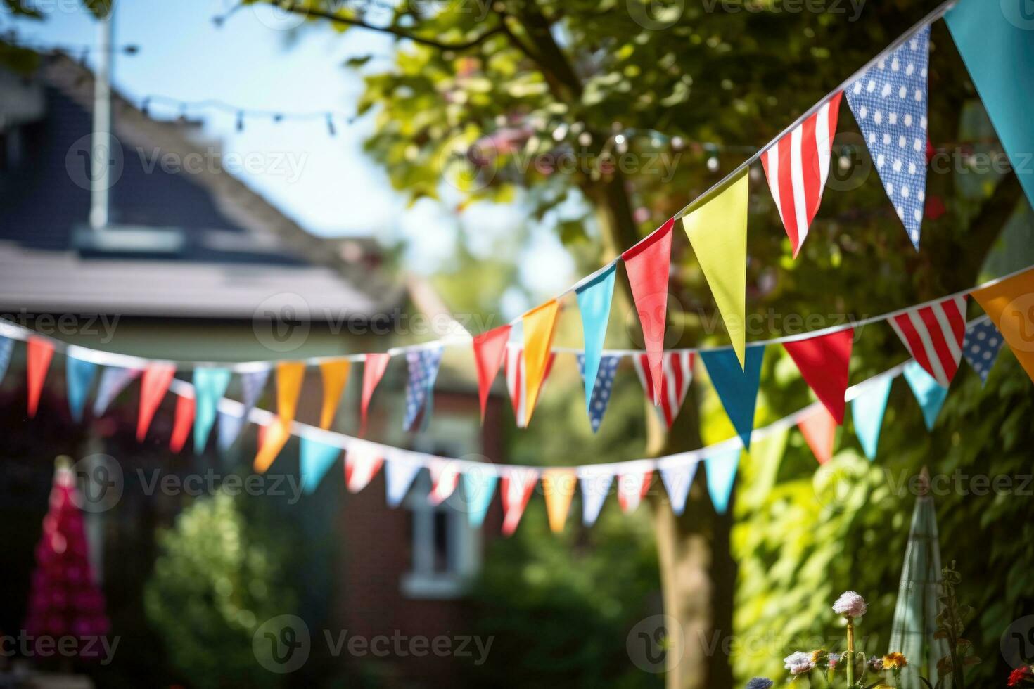 festivo decorações para ao ar livre festa a comemorar. generativo ai foto