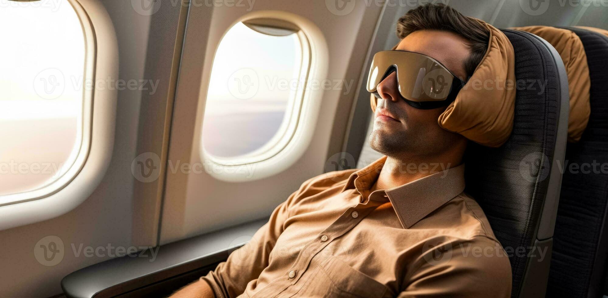 homem é dormindo dentro a avião dentro dormir mascarar foto