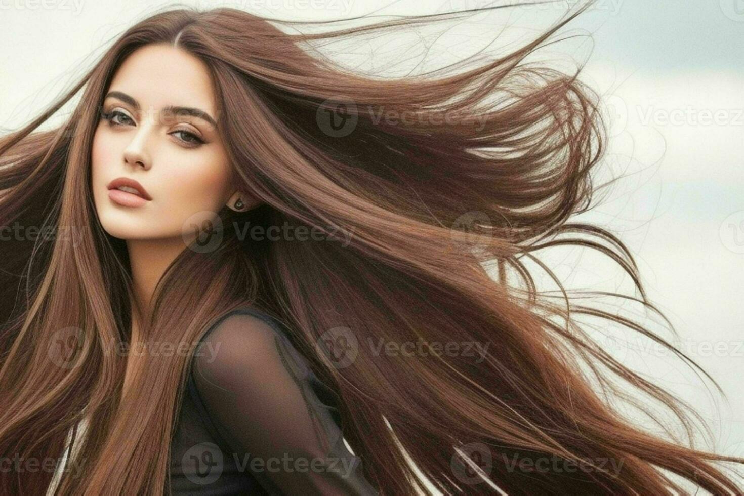 lindo mulher moda modelo com grandes cabelo. pró foto