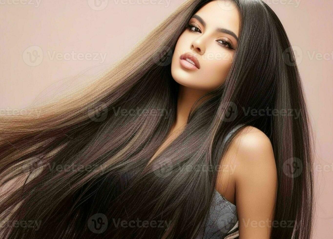 lindo mulher moda modelo com grandes cabelo. pró foto