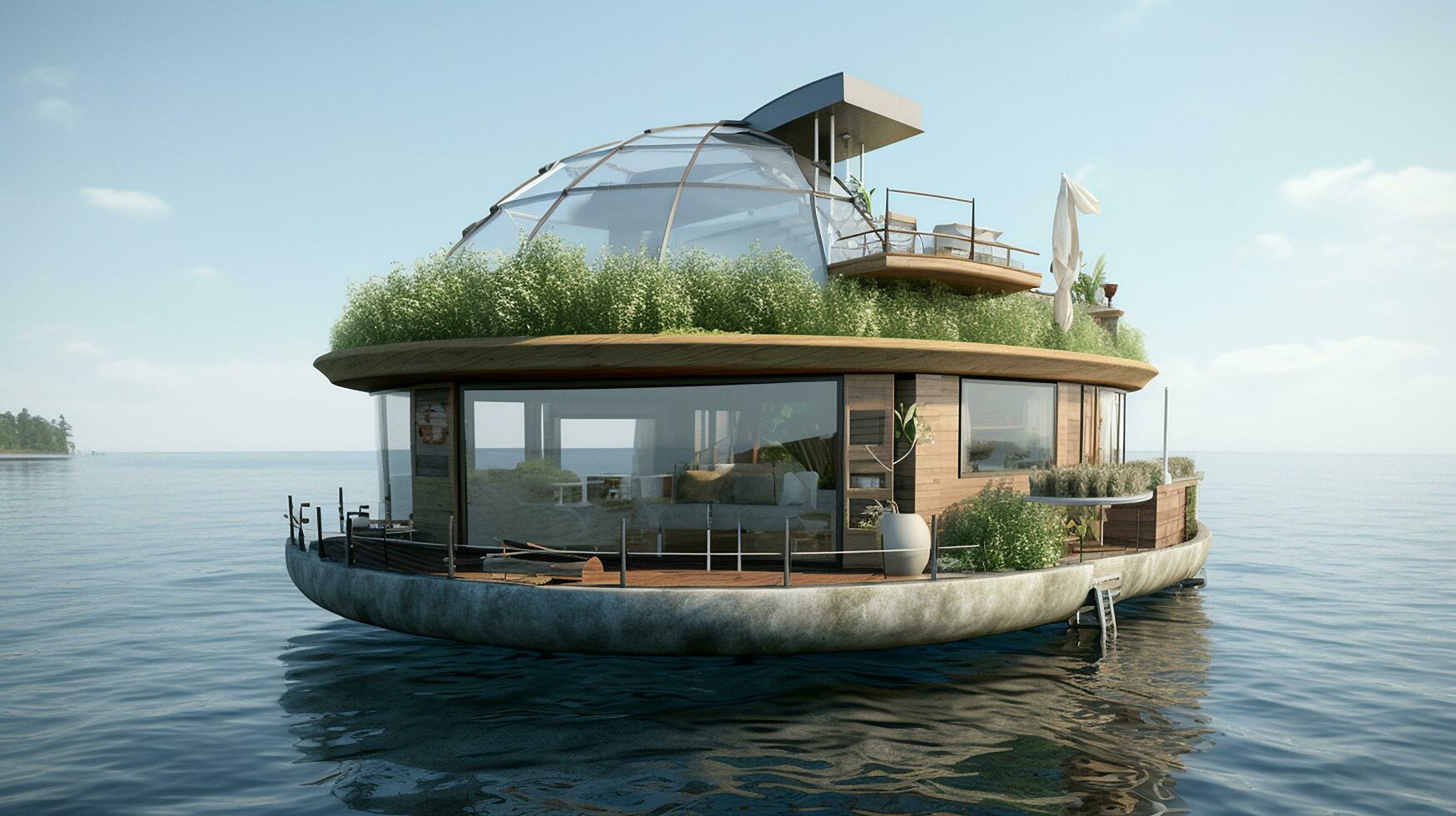 uma barco com uma agradável casa por aí água ai gerado imagem foto
