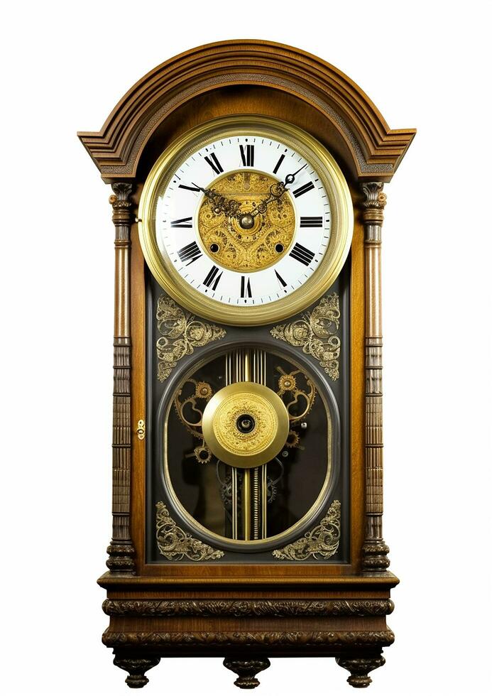 a Antiguidade pêndulo relógio suspensão a partir de uma parede 35 milímetros fotografia ai gerado imagem foto