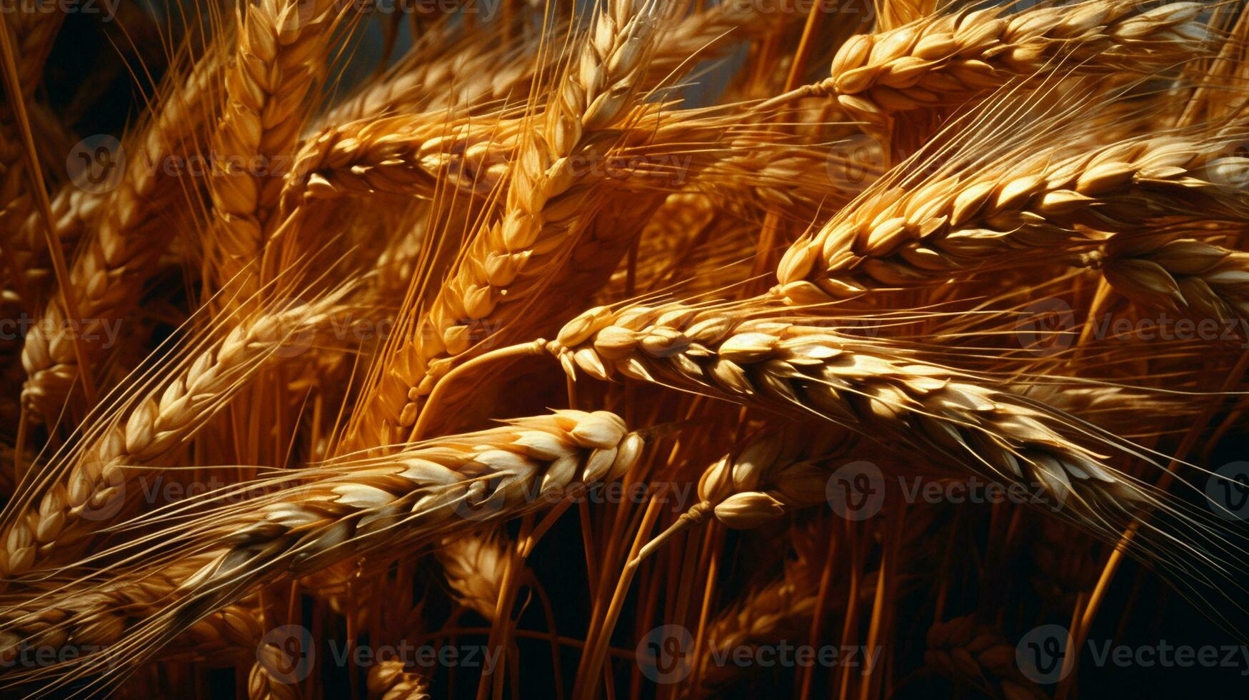 uma fechar acima do uma grupo do maduro trigo uma estoque foto ai gerado imagem