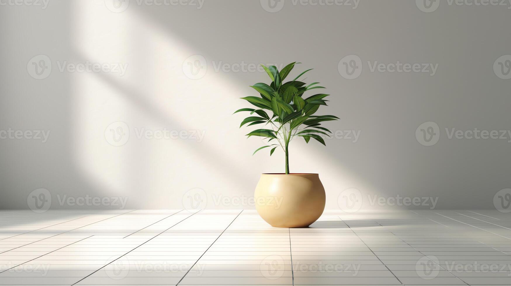 ai generativo uma em vaso plantar sentado em topo do uma lado a lado chão foto