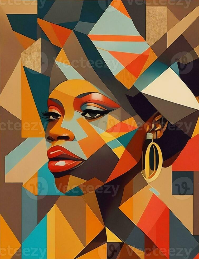 geométrico abstrato estilo africano americano mulher ilustração foto