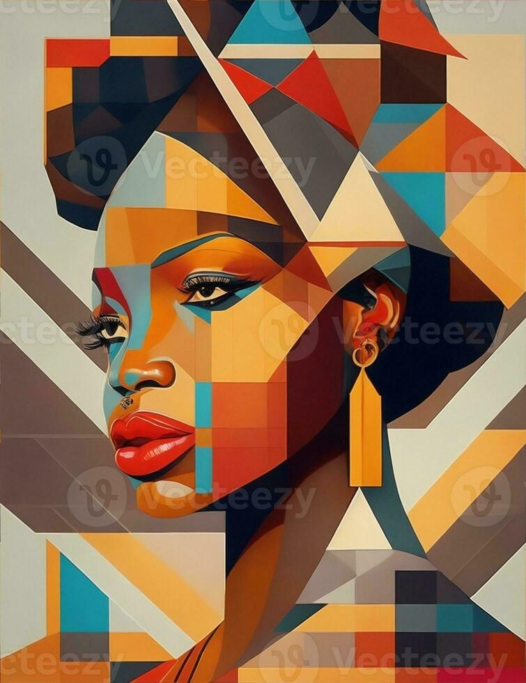 geométrico abstrato estilo africano americano mulher ilustração foto