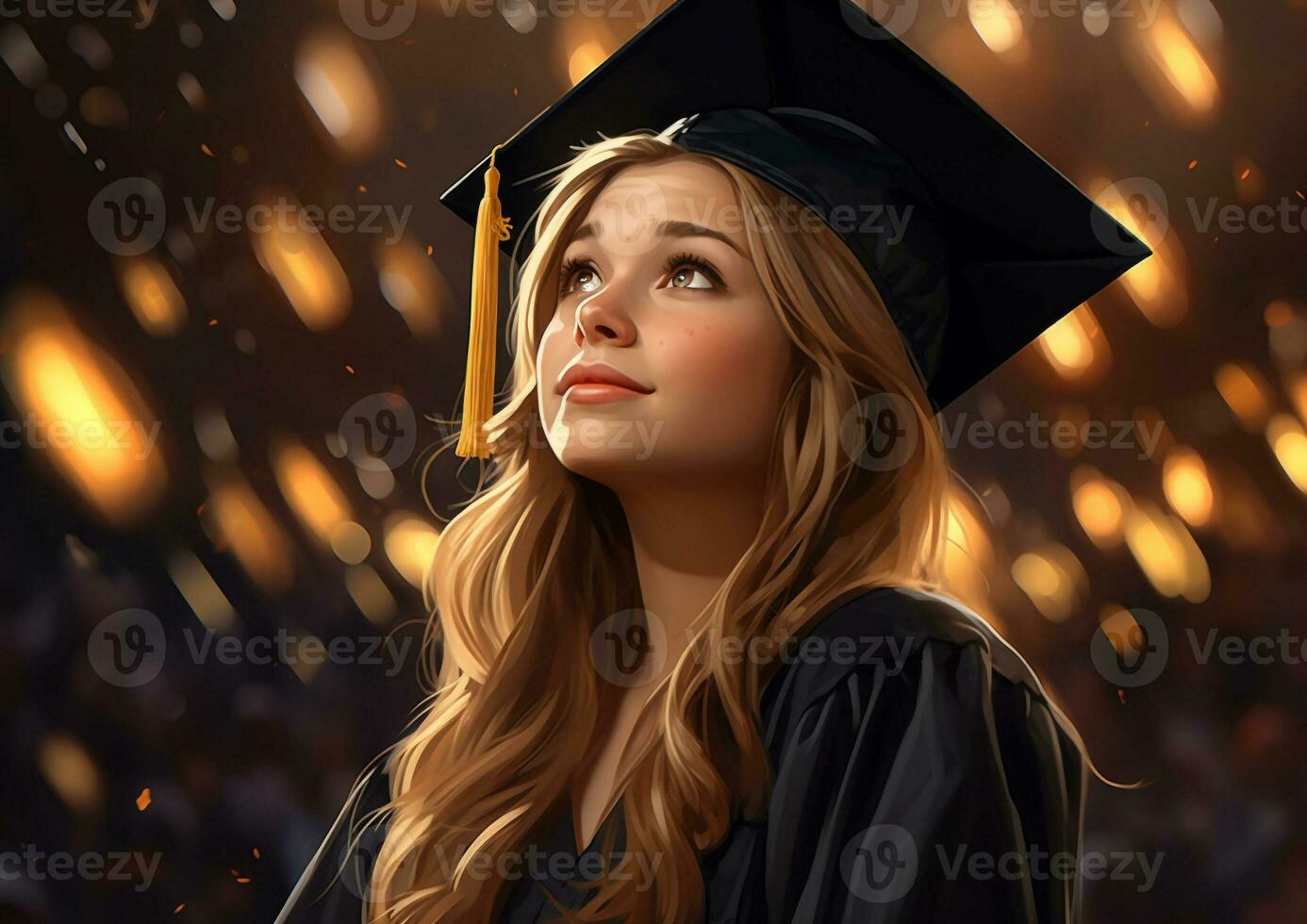 médio tiro menina retrato com graduação , mundo alunos dia imagens foto