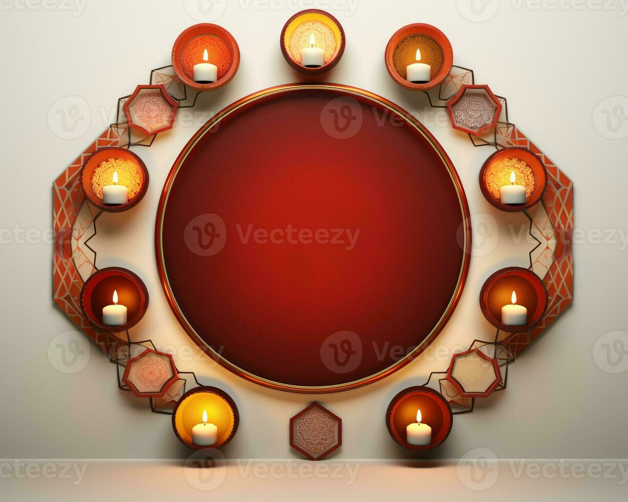 feliz diwali fundo com cinco queimando lâmpadas e colori padrões, diwali estoque imagens e ilustrações foto