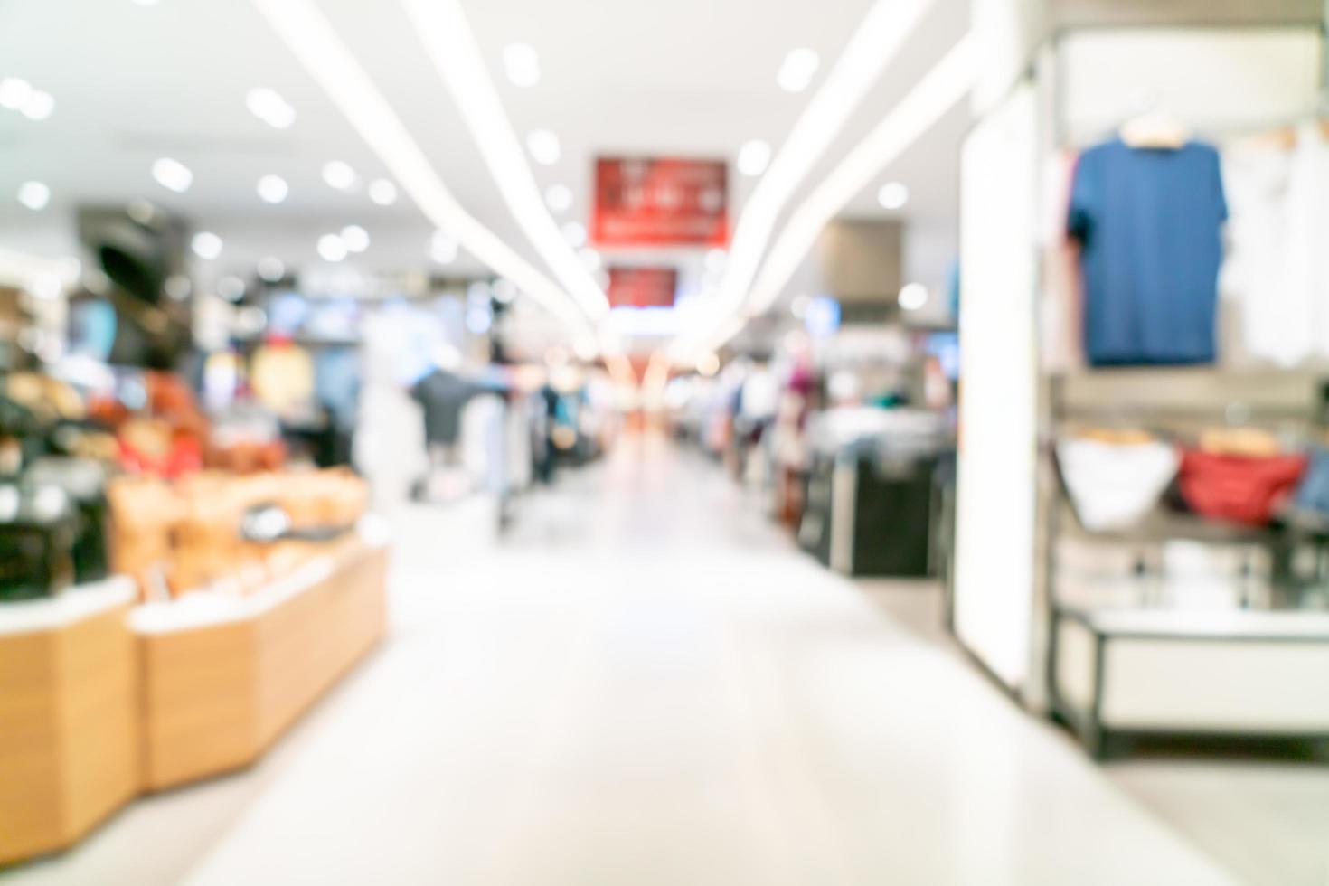 Resumo desfocar loja e loja de varejo em shopping para plano de fundo foto