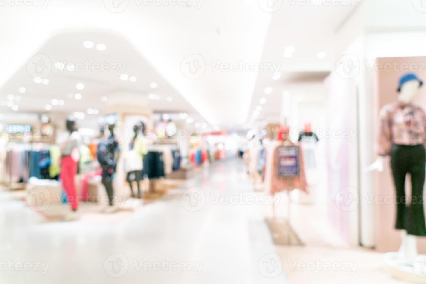 Resumo desfocar loja e loja de varejo em shopping para plano de fundo foto