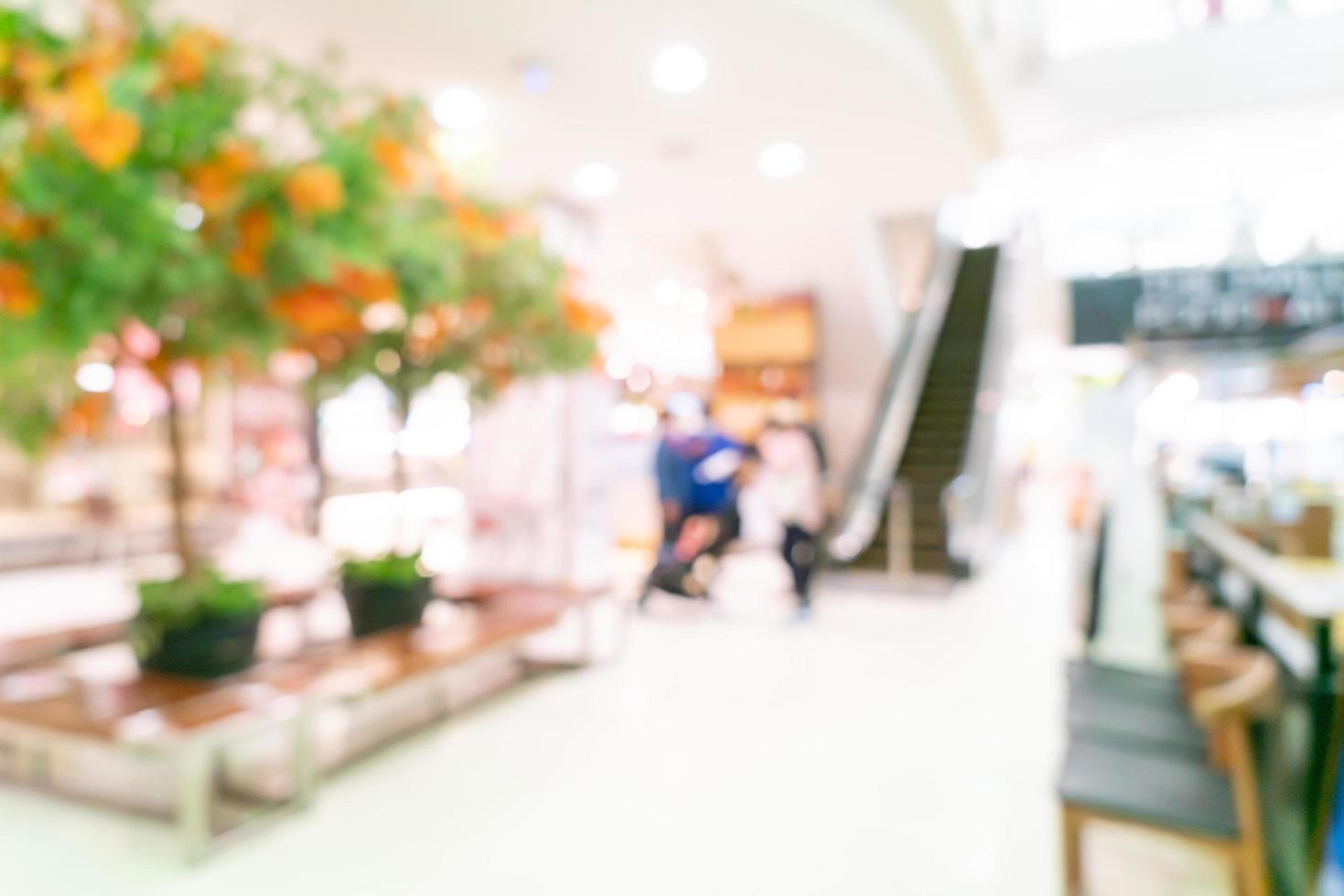 Resumo desfocar loja e loja de varejo em shopping para plano de fundo foto