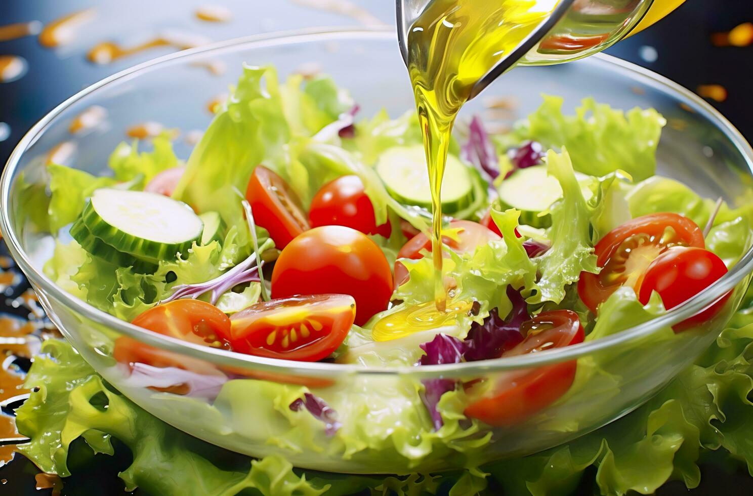 saúde benefícios do saudável salada, dentro a estilo do preciso detalhamento, suave e brilhante. generativo ai foto