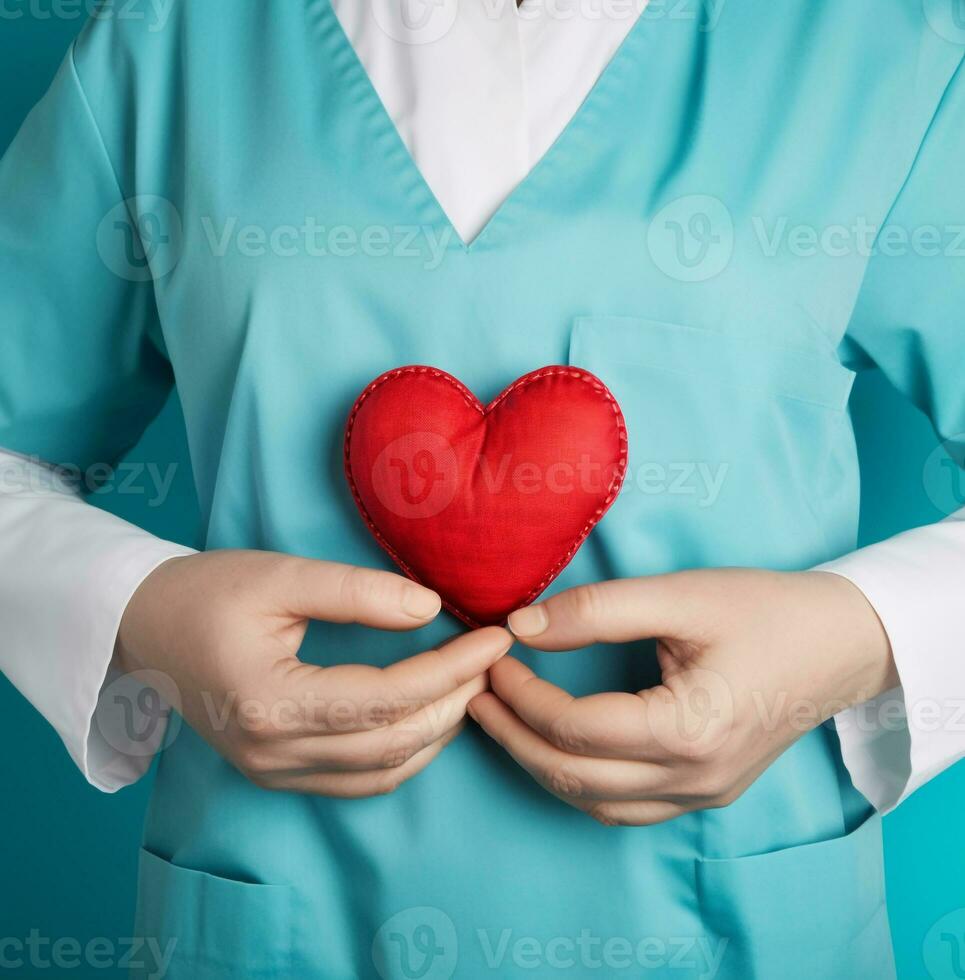 coração e estetoscópio em uma azul fundo conjunto de, médico estoque imagens foto