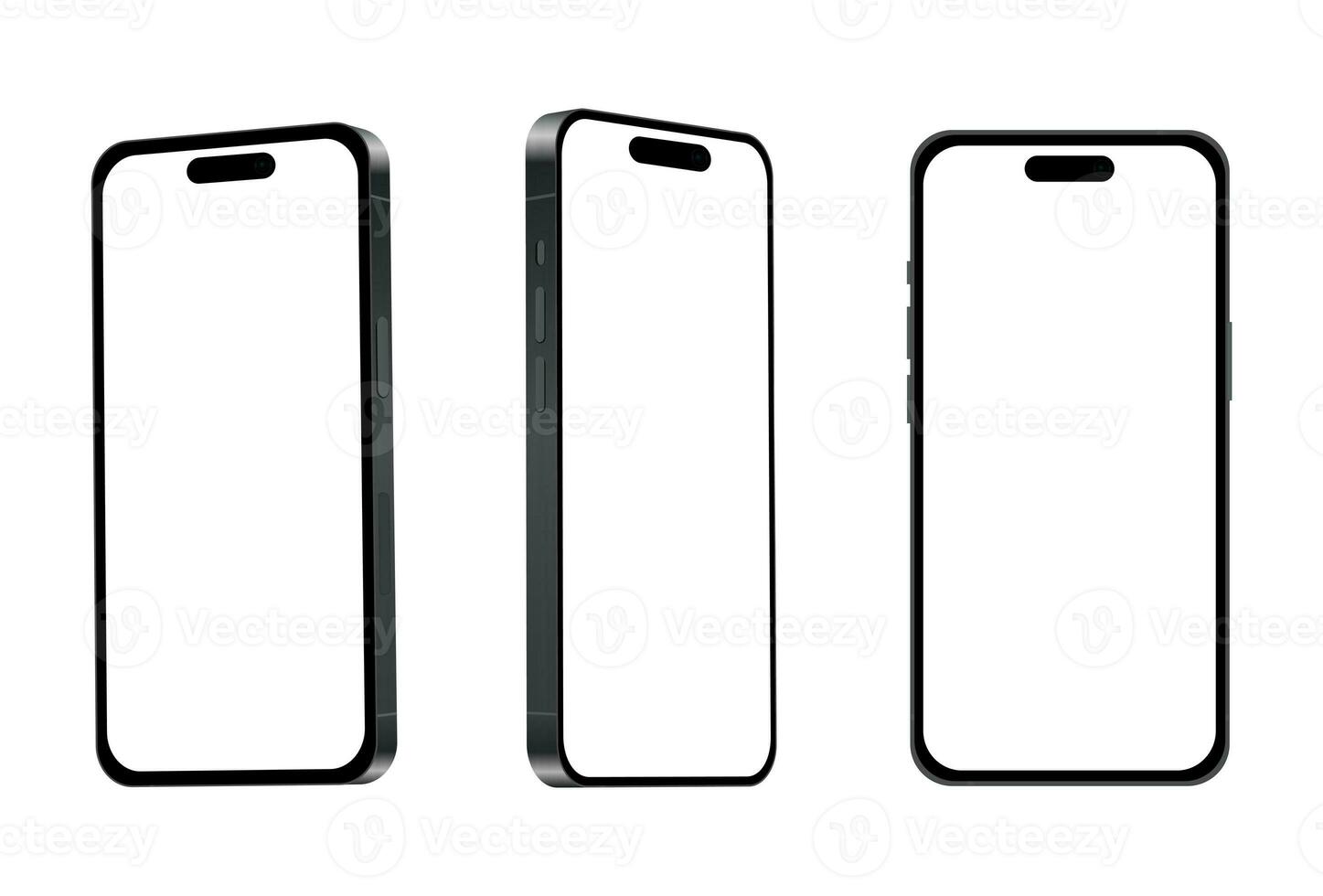 Novo Preto titânio Smartphone modelo 15 pró, brincar modelo em branco fundo - vetor foto