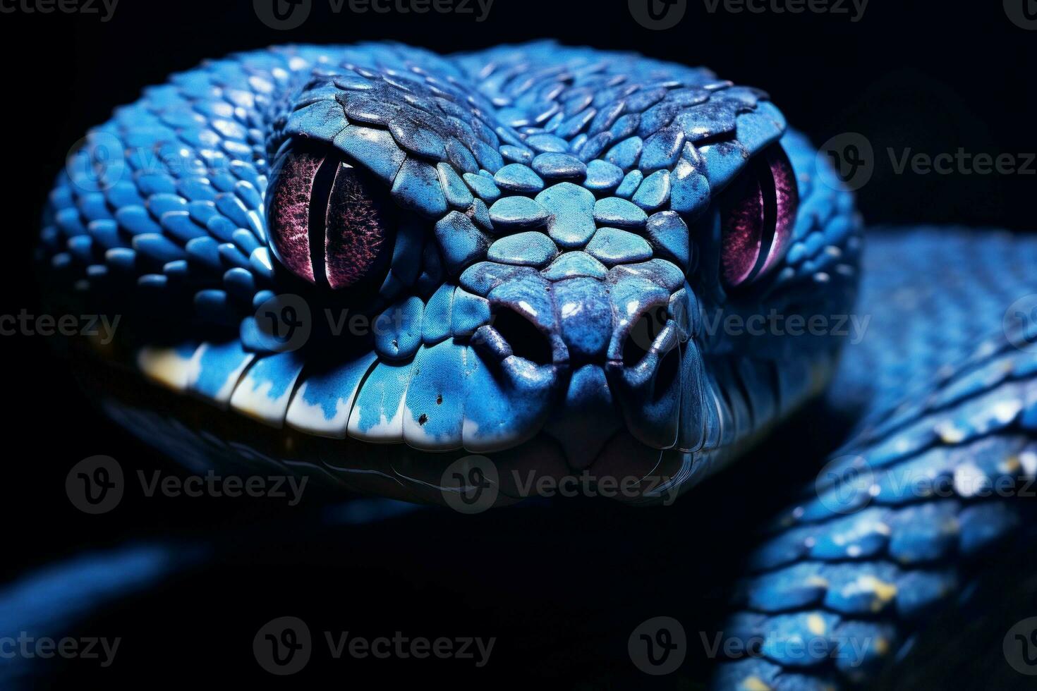 venenoso azul víbora serpente face. gerar ai foto