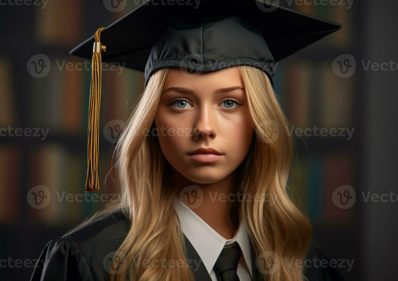 médio tiro menina retrato com graduação , mundo alunos dia imagens foto