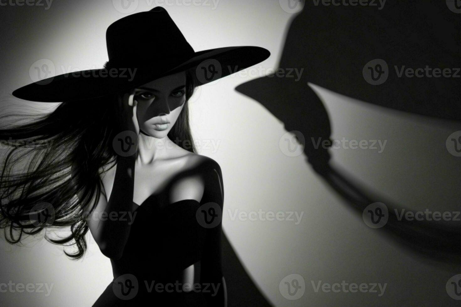 moda modelo mulher com Difícil sombra. pró foto