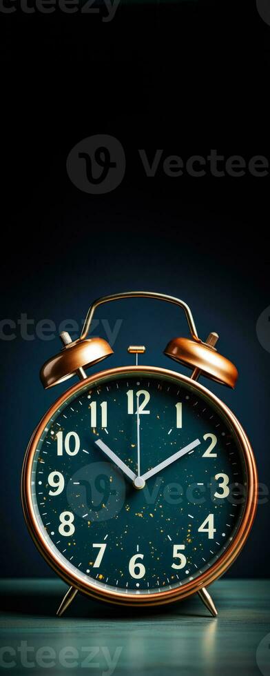 ansiedade relógio simbolizando insônia isolado em uma meia noite azul gradiente fundo foto