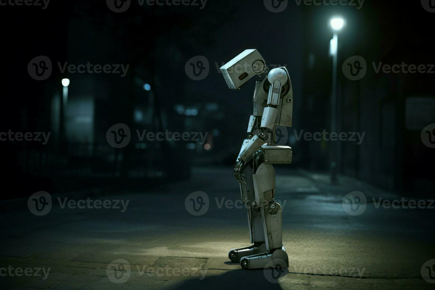 robô personagem em rua. gerar ai foto