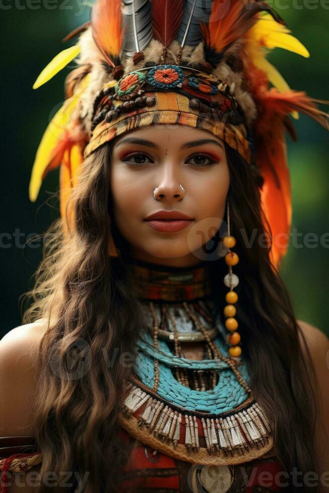 foto do emocional dinâmico pose brasileiro mulher dentro outono ai generativo