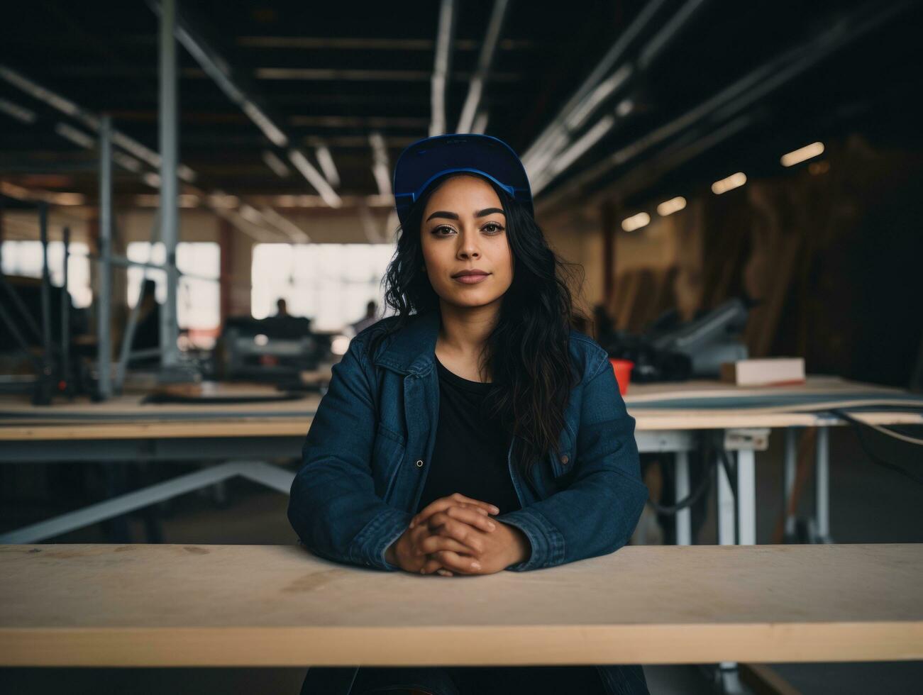 foto tiro do uma natural mulher trabalhando Como uma construção trabalhador ai generativo