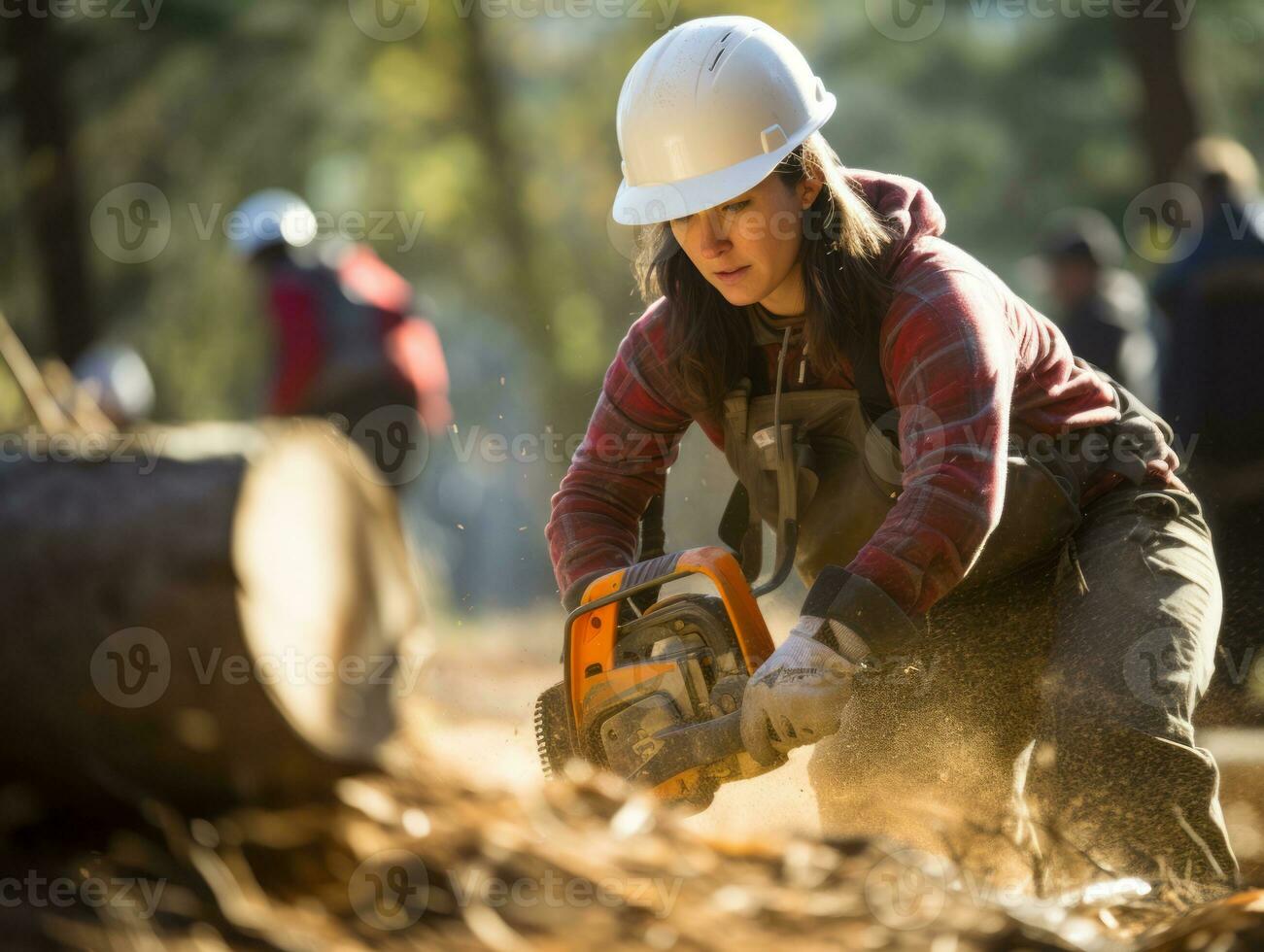 foto tiro do uma natural mulher trabalhando Como uma construção trabalhador ai generativo