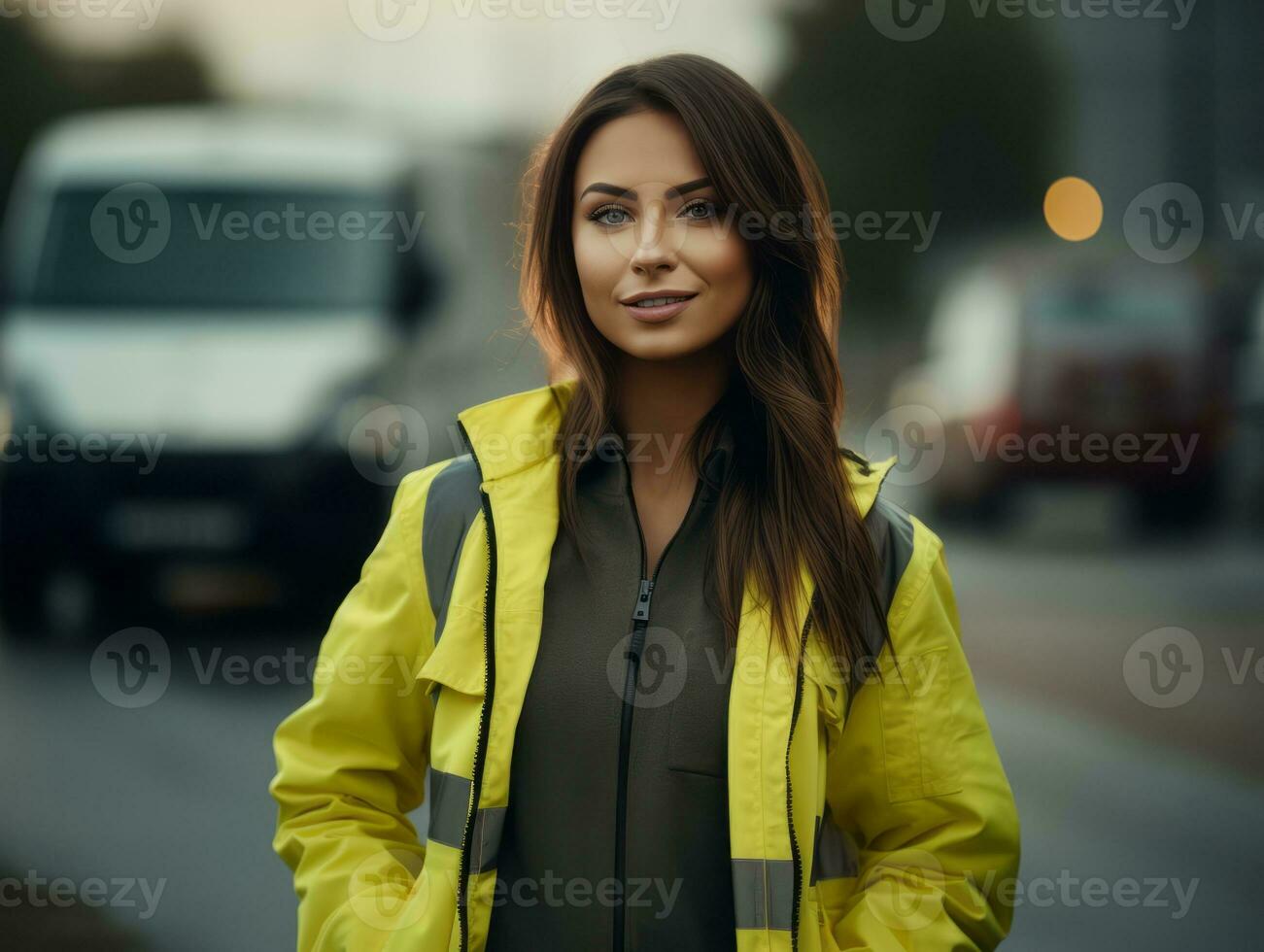 foto tiro do uma natural mulher trabalhando Como uma construção trabalhador ai generativo