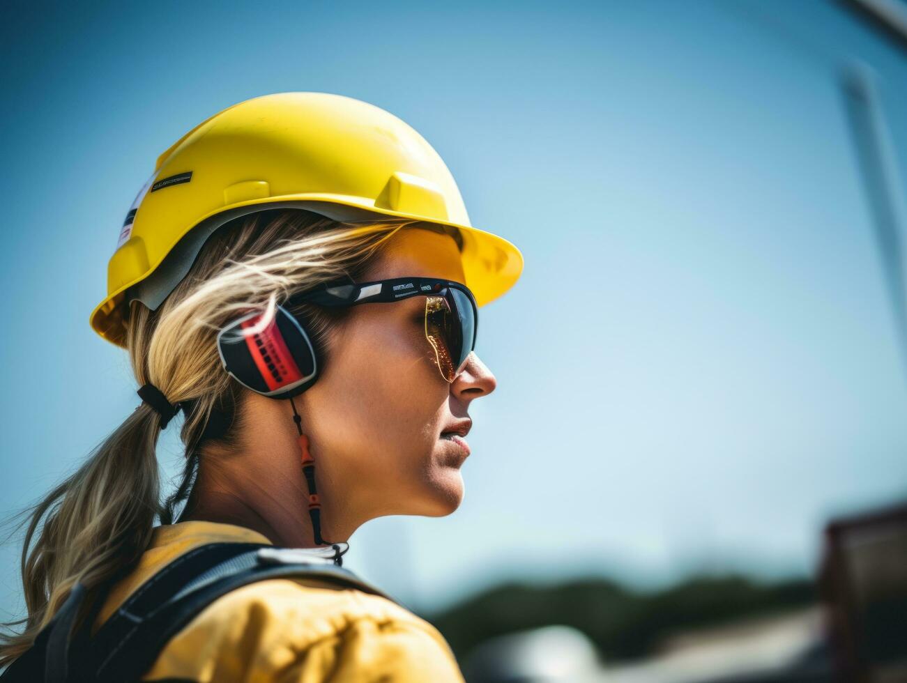 foto tiro do uma natural mulher trabalhando Como uma construção trabalhador ai generativo