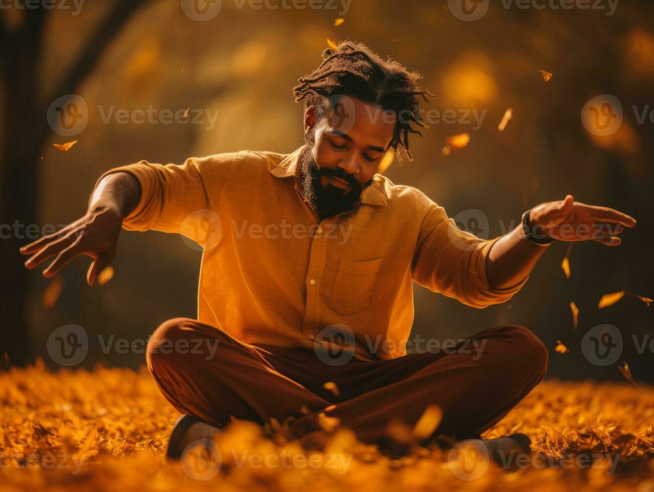 foto do emocional dinâmico pose brasileiro homem dentro outono ai generativo