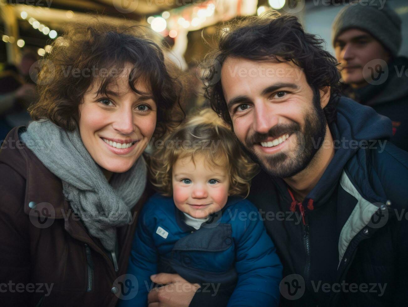 a família goza a comemorar Natal véspera juntos ai generativo foto