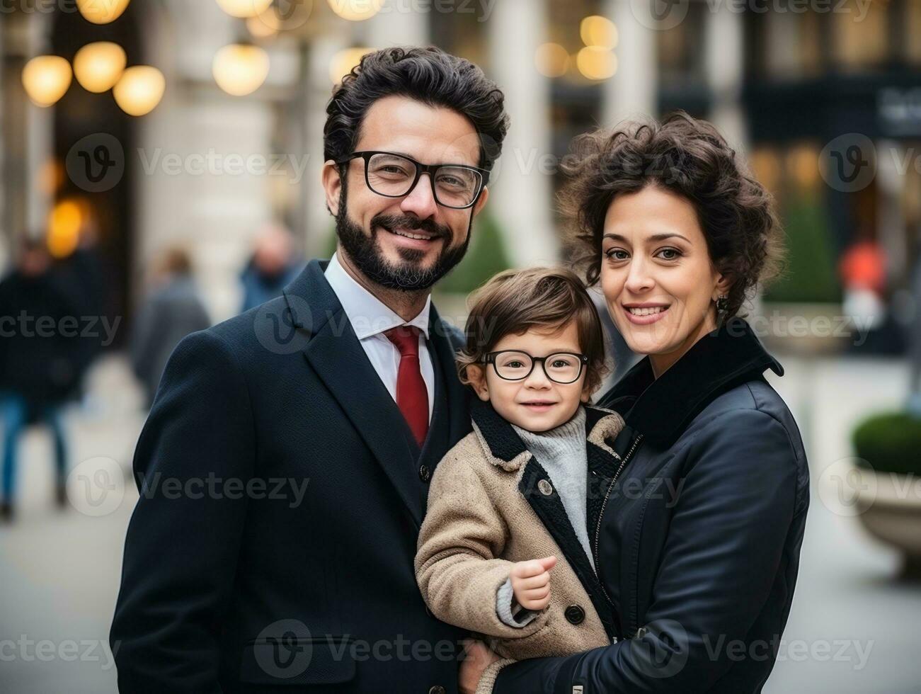 a família goza a comemorar Natal véspera juntos ai generativo foto