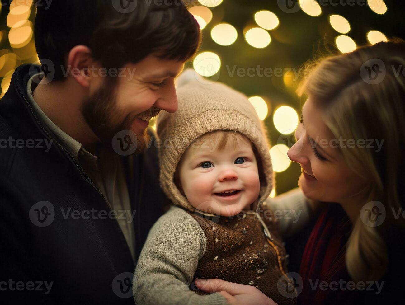 a família goza a comemorar Natal véspera juntos ai generativo foto