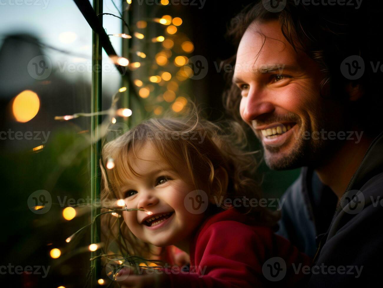 a família goza a comemorar Natal véspera juntos ai generativo foto