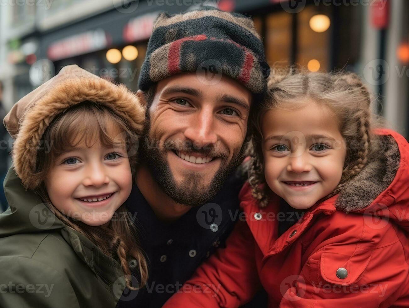 a família goza a comemorar Natal véspera juntos ai generativo foto