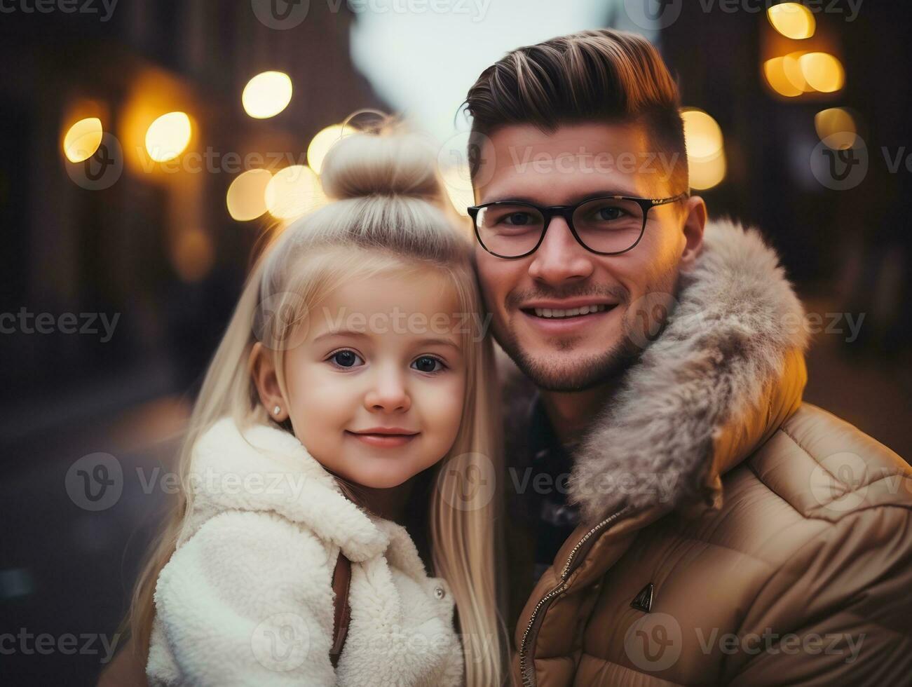 a família goza a comemorar Natal véspera juntos ai generativo foto