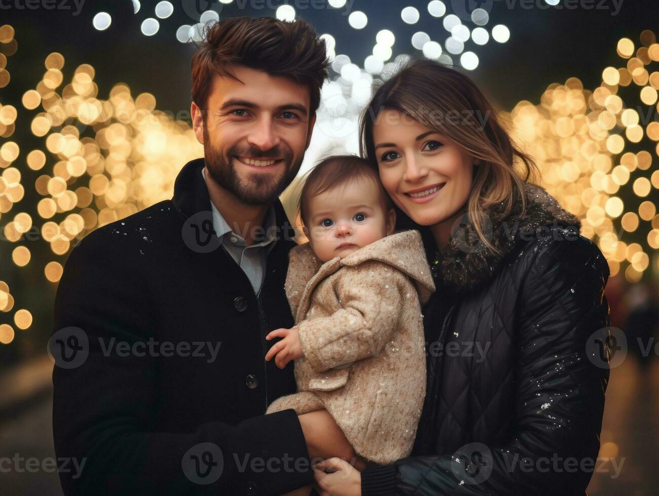 a família goza a comemorar Natal véspera juntos ai generativo foto