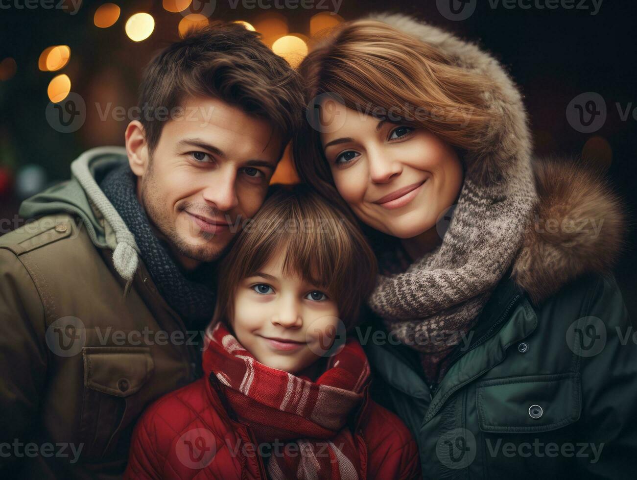 a família goza a comemorar Natal véspera juntos ai generativo foto