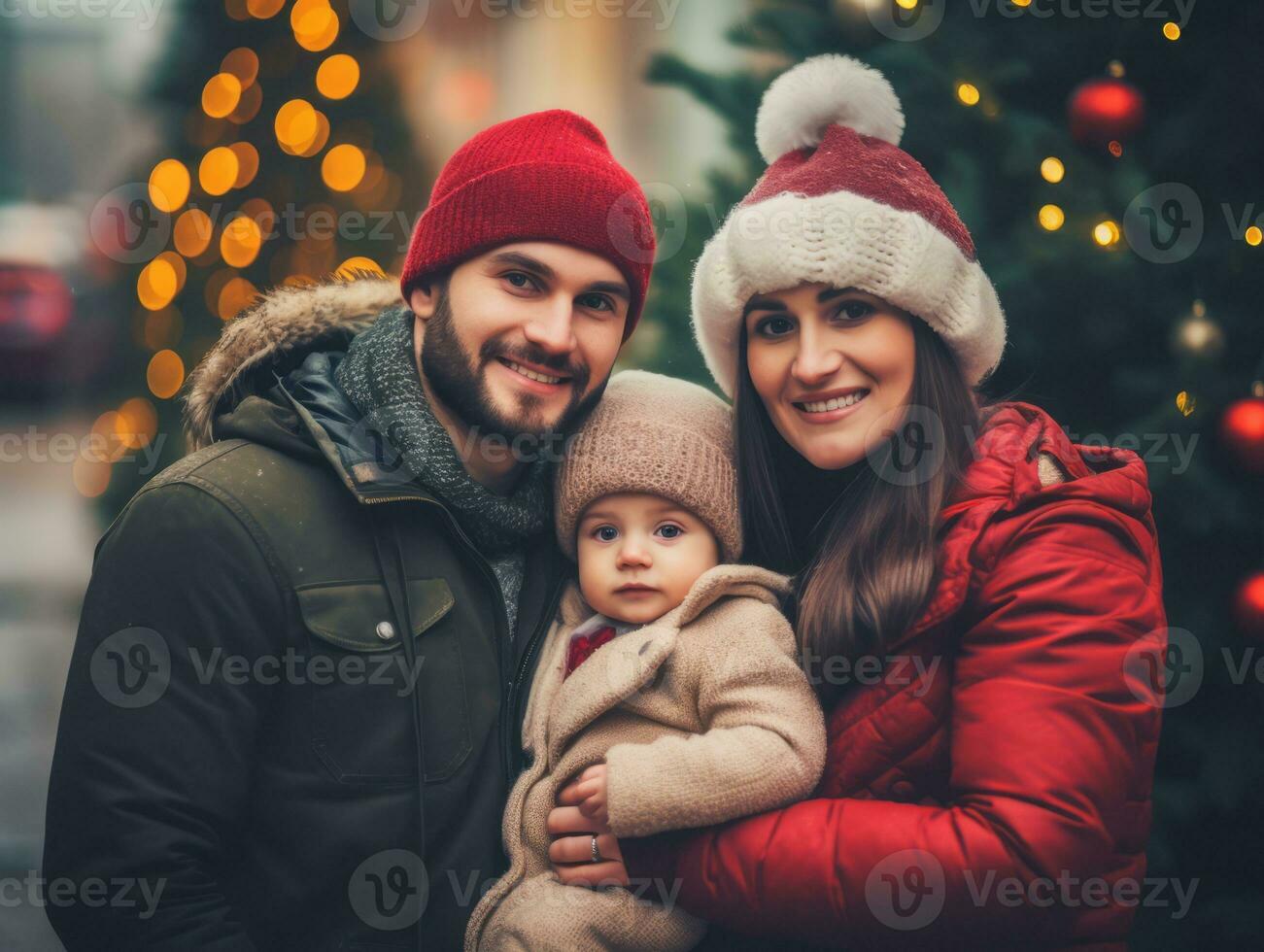 a família goza a comemorar Natal véspera juntos ai generativo foto