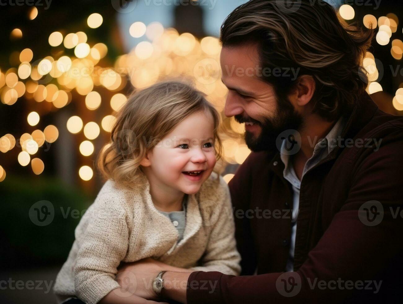 a família goza a comemorar Natal véspera juntos ai generativo foto