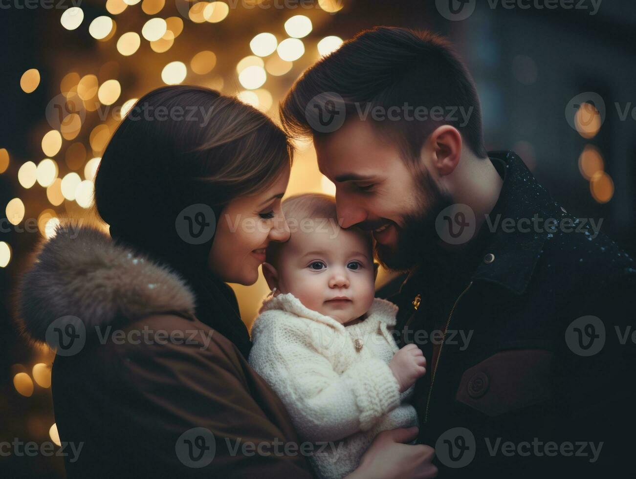 a família goza a comemorar Natal véspera juntos ai generativo foto