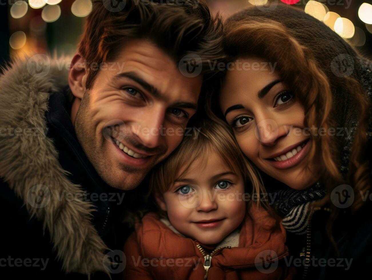 a família goza a comemorar Natal véspera juntos ai generativo foto