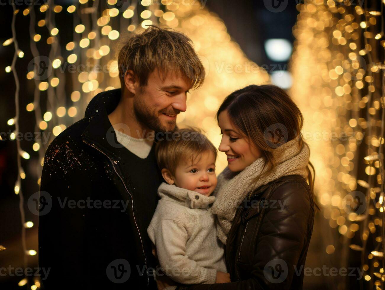 a família goza a comemorar Natal véspera juntos ai generativo foto