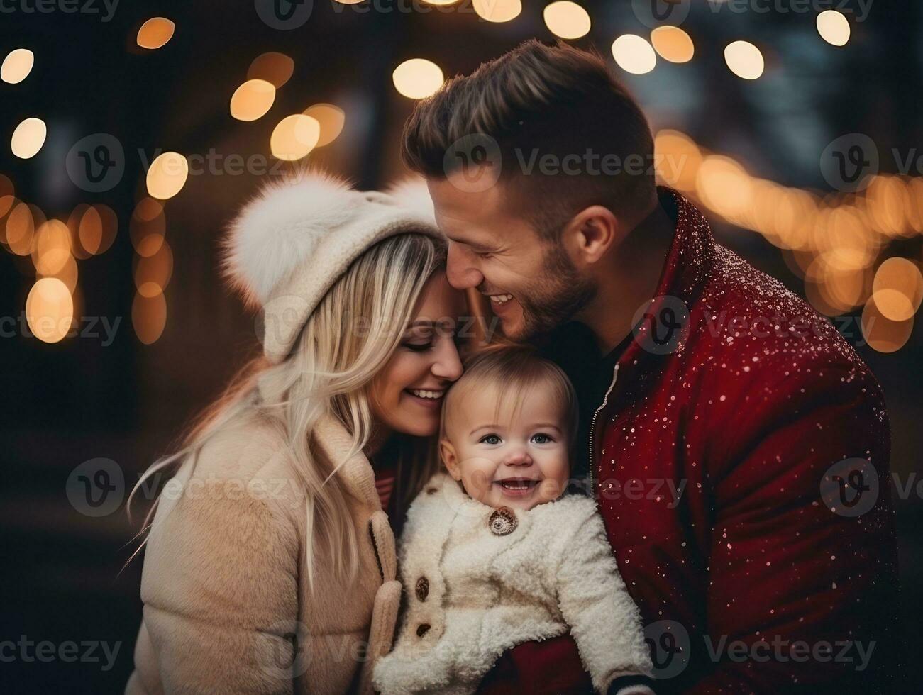 a família goza a comemorar Natal véspera juntos ai generativo foto